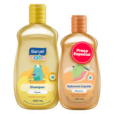SABONETE LIQUIDO + SHAMPOO DE GLICERINA HIPOALERGENICO BARUEL BABY 610ML