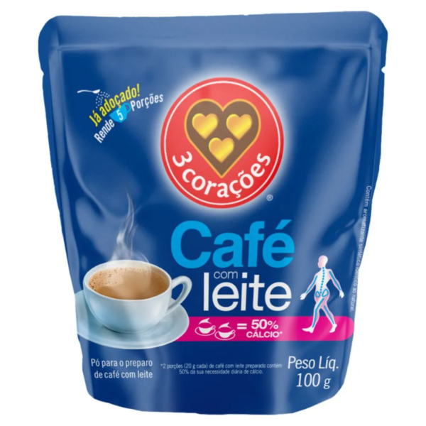 CAFE COM LEITE ORIGINAL 3 CORACOES 100G