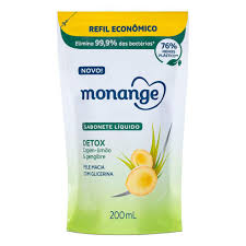 SABONETE LIQUIDO CAPIM LIMAO E GENGIBRE MONANGE 200ML